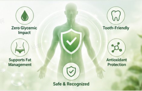 D-Allulose health profile showing low glycemic impact and tooth-friendly benefits